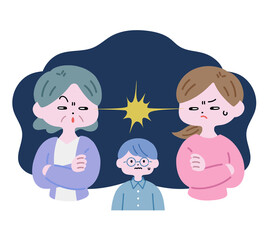 バトルする嫁姑と、どっちつかずの夫　背景有