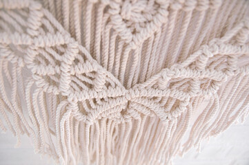 Handmade macrame 100 cotton wall decoration with wooden stick.