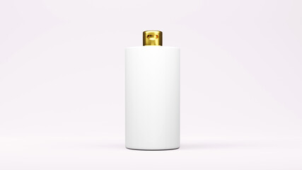 White and Golden color  bottle package 3D rendering