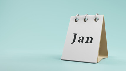 jan on  paper desk  calendar  3d rendering