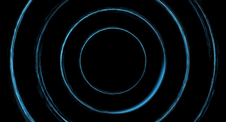 Abstract background with blue circles and luminous. Space for text. Vector background.