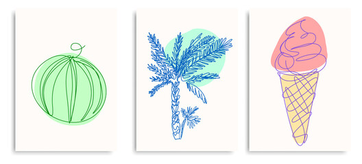 Doodle flower set. Summer decoration elements. Floral design. Vector illustration. © elialady