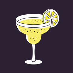Margarita cocktail glass icon cartoon vector