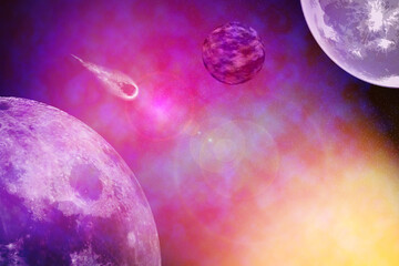 Planets and stars, constelations and Universe Nebula on Milky Way. Scientific futuristic esoteric...