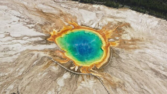 Yellowstone National Park Wyoming USA, Aerial view of Grand Prismatic Hot Spring