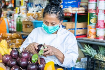 Latin woman in market. Guatemalan woman