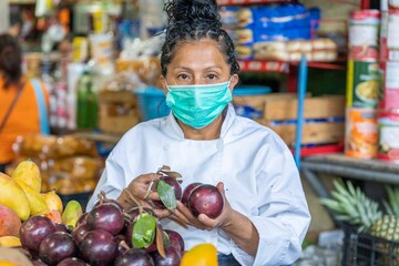 Latin woman in market. Guatemalan woman