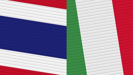 Italy and Thailand Two Half Flags Together Fabric Texture Illustration