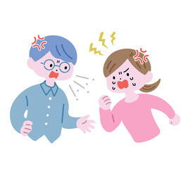 激しく喧嘩する若い夫婦