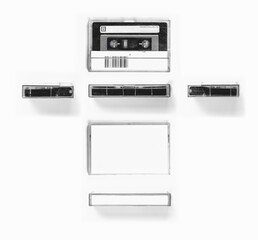 Cassette Tape all sides on White background