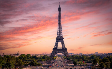 Famous Eiffel Tower in Paris - most famous landmark in the city