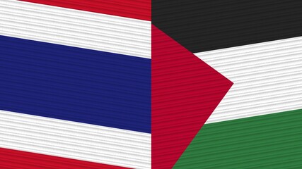 Palestine and Thailand Two Half Flags Together Fabric Texture Illustration