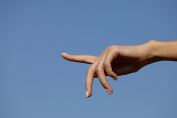 hand in the sky. Finger. Hand woman. Sensual. Photo. 