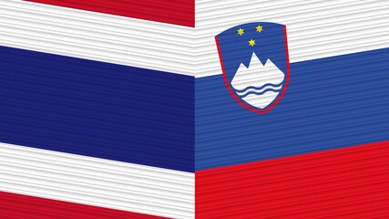 Slovenia and Thailand Two Half Flags Together Fabric Texture Illustration