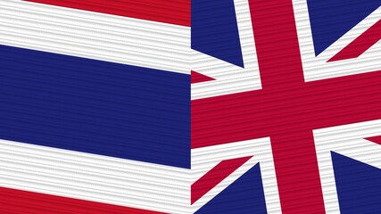 Fototapeta premium United Kingdom and Thailand Two Half Flags Together Fabric Texture Illustration