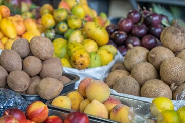 Naklejka na ściany i meble Fruit in latin american market. Fruit in Guatemalan market.