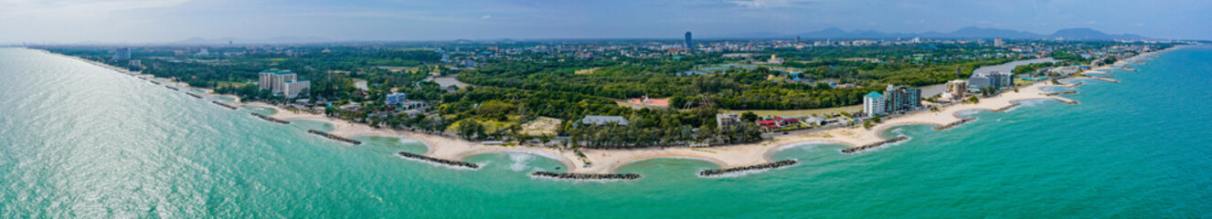 Aerial view of PMY Beach in Rayong, Thailand