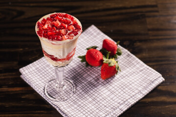 individual strawberry meringue dessert in bowl