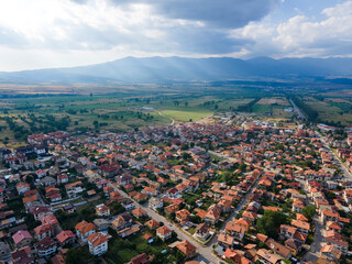 Aerial view of famous ski resort of Bansko, Bulgaria