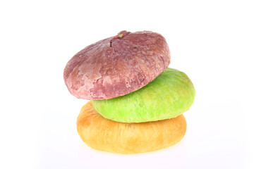 Fresh cakes of bread on the background