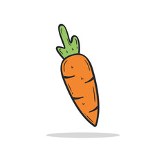 Hand drawn Carrot icon Design Template. vector sketch doodle illustration. Outline color style.Perfect for food concepts, diet infographics, icons or web design, street restaurants menu
