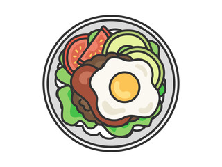 ロコモコ丼のイラスト