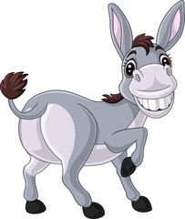 Cartoon happy donkey on white background
