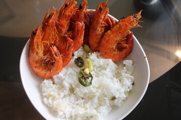 fried shrimp with rice