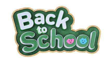 3d back to school kids white with green