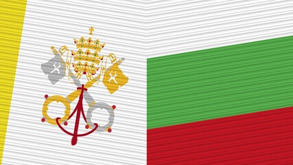Bulgaria and Vatican Two Half Flags Together Fabric Texture Illustration