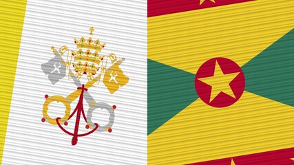 Grenada and Vatican Two Half Flags Together Fabric Texture Illustration