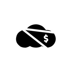 Carbon budget. Cloud with dollar icon and one slice from pie representing budget portion.