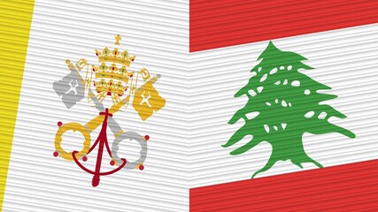 Lebanon and Vatican Two Half Flags Together Fabric Texture Illustration