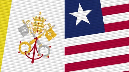 Liberia and Vatican Two Half Flags Together Fabric Texture Illustration