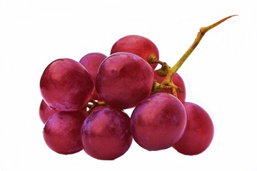 red grapes fruit isolated on white background