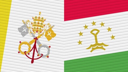 Tajikistan and Vatican Two Half Flags Together Fabric Texture Illustration