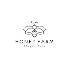 monoline bee honey farm logo design