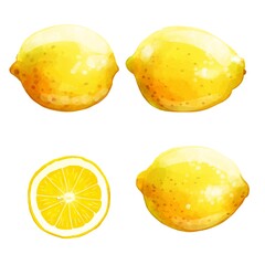手描き水彩のレモンイラストセット