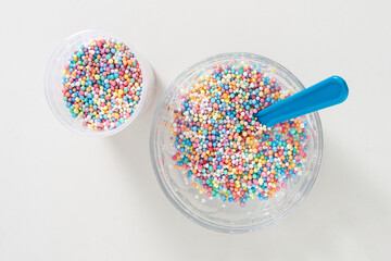 colored slime on white background.