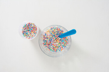 colored slime on white background.