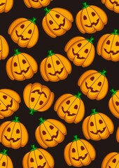 Vector seamless pattern with pumpkins. Pattern for Halloween. Template for cards, paper, wallpaper, textile and other uses.