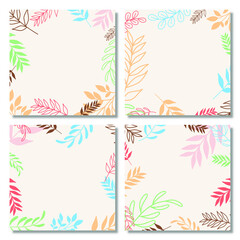 Set of posters with elements of plants and abstract shapes