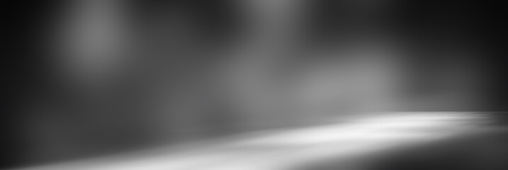 perspective floor backdrop black room studio with gray gradient spotlight backdrop background for display your product or artwork 