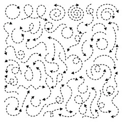 Set of hand drawn dashed arrows