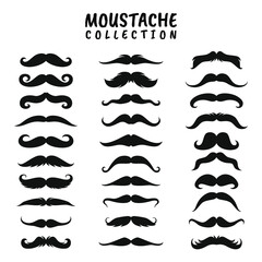 Black silhouettes of mustache collection