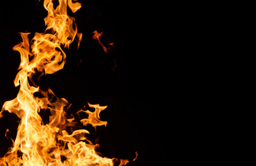 fire on black background, campfire, cooking fire