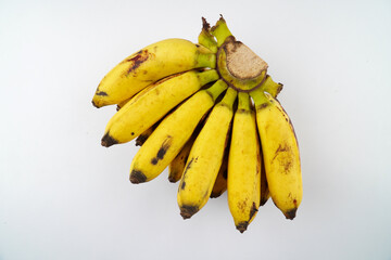 Delicious Ripe yellow bananas fruits isolated on white background