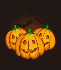 Halloween vector illustration. Pumpkin friends. Template for posters, cards, textiles and other uses.