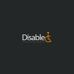 Vector disabled person icon in wheelchair 