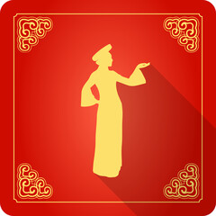 Traditional Chinese Woman's Costumes Icon, Flat Design